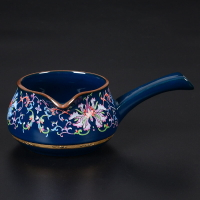 琺瑯彩側把公道杯陶瓷分茶器家用茶海倒茶杯均杯單個茶具配件霽藍