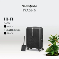 Samsonite Koper Hardcase Hi-Fi Cabin 20 inch + Luggage Tag Leather Black
