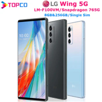 LG Wing 5G LM-F100VM 8GB&amp;256GB Original Rotating display 6.8'' 5G Unlocked Phone Snapdragon 765G Octa Core Motorized pop-up 32MP