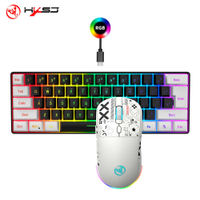 HXSJ-60% RGB Backlit Gaming Keyboard and Mouse Set 61-Key Wired Keyboard 3-Mode Optical Gaming Wirel