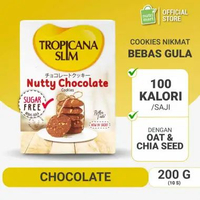Tropicana Slim Nutty Cookies Chocolate 200g - Snack Bebas Gula, 100 Kalori