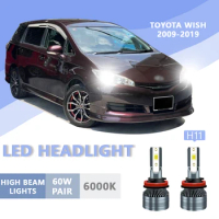 2PCS FOR Toyota Wish 2009-2019 6000k H11 Super Bright Hi/Lo Beam Headlamp Lampu LED Headlight Bulb White Light