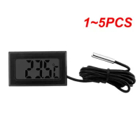 1~5PCS Mini LCD Digital Thermometer with Waterproof Probe Indoor Outdoor Convenient Temperature Sensor for Refrigerator Fridge