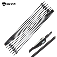 30 inches/80 mm 6/12/24pcs Spine 700 for 40 Pounds Black and White Color Strong Carbon Arrow Recurve/Compound Bows Archery