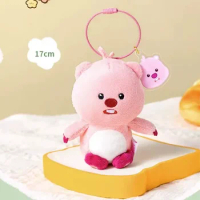 MINISO Pink Bear Plush Doll Toys Loopy Series Standing Pose Dolls Hanging Decoration Dolls Plush Girls Gift Bag Hanging Dolls