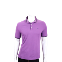 Emporio Armani GA 老鷹標誌條紋邊紫色短袖POLO衫(男款)