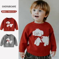 Butterfly Knot Puppy Rajutan Sweater Kanak-Kanak Kapas Tulen Sweater Bayi Kelas A Musim Gugur Musim 