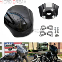Custom Motorcycle Headlight Cowl Fairing Windshield 49mm Fork Clamp For Harley Sportster XL 88-16 Iron 883 XL883N 09-17 Dyna