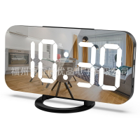 鬧鐘 熱銷創意手機充電大屏鏡像電子數字鬧鐘 LED顯示電子鐘