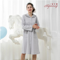 【MFN 蜜芬儂】台灣製-雅緻點點長袖洋裝睡衣(2色2尺碼)