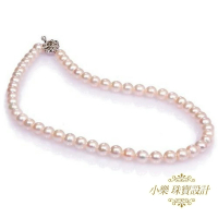 【小樂珠寶】粉色3A頂級近9.5mm大顆天然珍珠項鍊好美的皮光(整串粉橘色稀有少見保值)