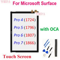 Touch Screen For Microsoft Surface Pro 4 1724 Pro 5 1796 Pro 6 1807 Pro 7 1866 Touch Screen Digitizer Glass Replace with OCA
