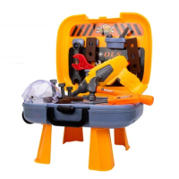 Kids Tool Bench Toy Set Toddler 4 In 1 Engineer Role-Play Suitcase Simulation Carpenter Engineer Tools Pretend Playset