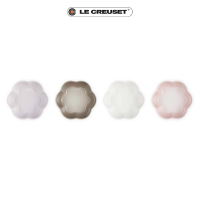 【Le Creuset】繁花系列瓷器花型盤11cm -4入(柔粉紫/肉豆蔻/棉花白/貝殼粉)