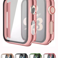 Glass+cover For Apple Watch Case series 9-8 7 6 5 4 3 se 44mm 40-42-38-41mm 45mm Bumper Screen Protector apple watch Accessories