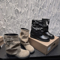 NS4 BOOT mũi tròn ống đứng 2 khóa gài Nữ Shoes cao cấp - Bonita Shoes BOOT10