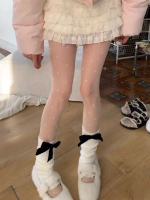 波點絲襪防勾絲連褲襪超薄0d高透jk白絲襪子女秋冬季打底褲襪黑絲白色愛心 (超薄0d)均碼