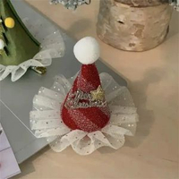 一起過聖誕叭可愛耶誕節帽子發箍女款毛絨髮夾秋冬頭箍發飾頭飾品蕾絲花邊聖誕帽髮夾
