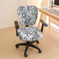 Office Chair Cover Stretch Elastic Computer Desk Rotating Chair Seat Back Covers Stretchable Chair Slipcover Protectors Cover