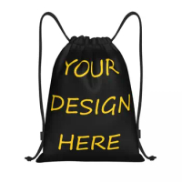 Custom Custom Your Photo Logo Text Print Drawstring Bags Women Men Lightweight Your Design Here DIY Sports Gym Storage Backpack