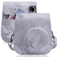 For FUJIFILM instax mini 11 / 9 / 8 Marble Full Body PU Leather Case Camera Bag with Strap