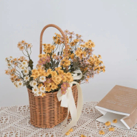 Artificial Autumn Flowers Single Stem Small Daisy with 30 Flower Heads Chamomile Home Decoration Tab