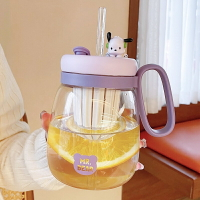 泡泡茶杯850ml大容量水瓶帶吸管茶分離玻璃杯大肚杯