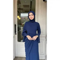 Salwa Dress Ceruti Ootd Hijab Fashion Simple Seragam Bridesmaid Kondangan Wanita, STANDAR DRESS+HIJA