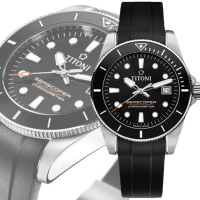 TITONI 梅花錶 Baby Seascoper 300 天文台認證 陶瓷圈潛水機械腕錶 83300S-BK-R-702