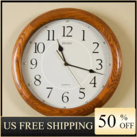 Seiko 13" Round Brown Oak Quiet Sweep Wall Clock, Analog, Quartz QXA129BLH Wall Clocks Shop All