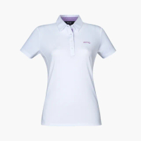 【PING】女款經典素色短袖立領POLO衫-白(吸濕排汗/抗UV/GOLF/高爾夫球衫/RA22190-87)
