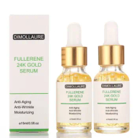 2pcs Dimollaure 24K Gold Face Serum Fullerene Anti-Aging Moisturizing Whitening Lifting Hyaluronic Acid Essence Skin Care