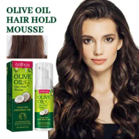 60ml Olive Oil Hair Styling Mousse Moisturizing Organic Hair Foam Mousse For Long-Lasting Hair Setting Mousse For Curly Hair