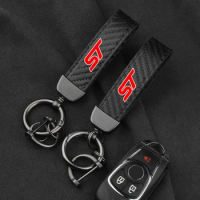 Leather Carbon Fiber Car Ring Keychain Trinket Zinc Alloy Keyrings Rotate 360 Degrees For Ford ST Focus Mondeo Fiesta Ecosport