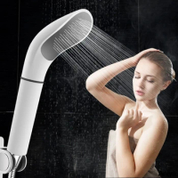 White Shower Head With Filter Rainfall Shower Head Water Saving Spray Nozzle Pressurized Kit House Batchroom Accessories Set