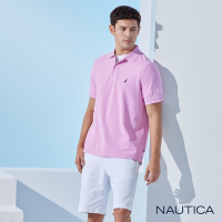Nautica 男裝 素色質感透氣短袖POLO衫-粉色