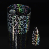 iMABC Nails foil black styles holo design Laser