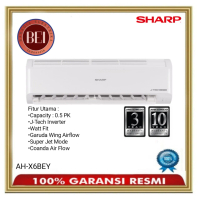 SHARP AC 0.5PK J-Tech Inverter R32 AH-X6BEY dengan Garansi Resmi
