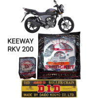 โซ่สเตอร์ KEEWAY RKV-200 (เลือกขนาดสเตอร์หน้า/หลังได้+โซ่428-132ข้อDID/RK/JT จัดส่งเฉพาะจุด