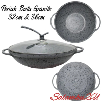 32cm/36CM/40CM Kuali Batu/32cm Fry Wok/GRANITE Viral Granite Pots/26cm Frying Pan UOIIY