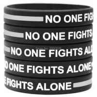 300pcs Thin Gray Line No One Fights Alone Silicone Wristband Bracelet Free Shipping By DHL