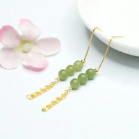 S925 Silver Spiral Earrings, Fashionable, Elegant, Natural, Hetian Inlay Three Lives Three Worlds Ph