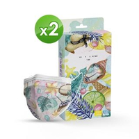 【沃康】醫用口罩 未滅菌.雙鋼印-成人平面 粉色夏威夷(10入/盒x2)