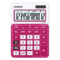 CASIO 12位數時尚多彩桌上型計算機(MS-20NC-RD)桃紅/白