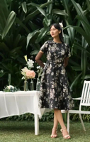 MINIMAL - Noa - Fit & Flare Jacquard Dress - Hitam M Black
