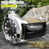 Premium Crocodile 20mm 21mm 22mm 19mm Alligator Leather Watchband for Omega De ville Seamaster Specialities Custom Watch Strap