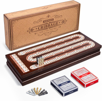 AMEROUS Wooden Cribbage Board Game Set with Magnetic Lock / 9 Metal Pegs / 2 Decks of Playing Cards/