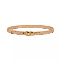 Christian Dior Saddle Smooth Calfskin with Leather Whipstitching Belt 20mm Light Gold-Tone