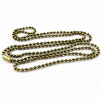 5pcs 2mm Bronze Plated Ball Beads Chain Necklace Bead Connector 65cm(25.5 inch) (Z1-08)