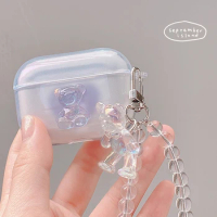 Cute Bear Dreamy Color Cover for Apple AirPods 1 2 3 Case for AirPods Pro 2nd Case with KeyChain Earphone Transparent Case